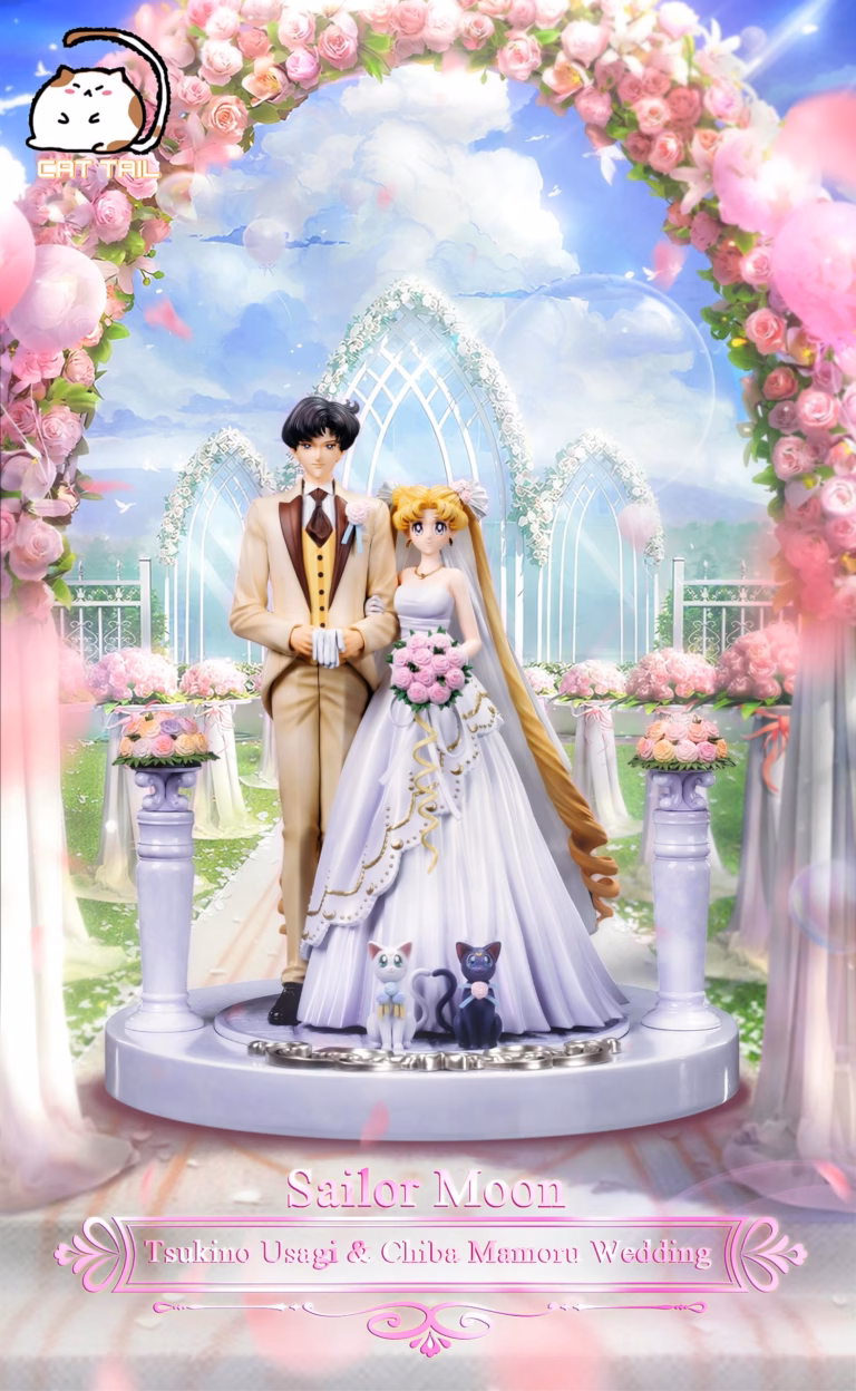 Sailor Moon CAT TAIL Studio Tsukino Usagi x Mamoru Chibas Wedding Resin Statue