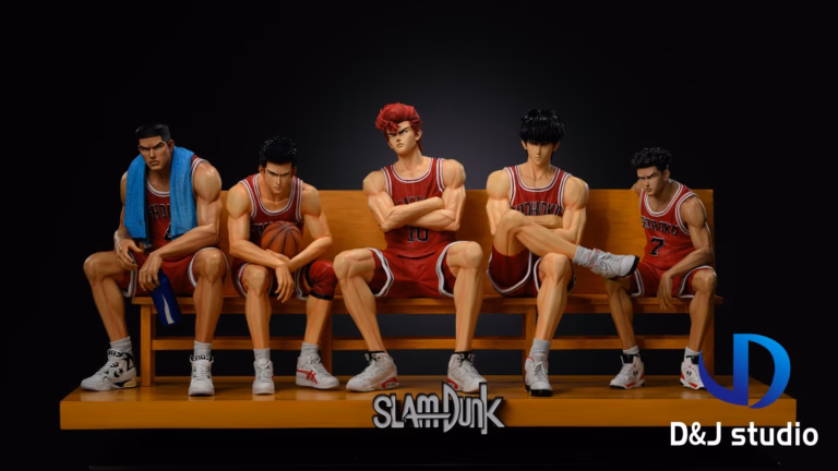 Slam Dunk DxJ Studio Shohoku Sitting Pose Hanamichi Sakuragi x Kaede Rukawa x Ryota Miyagi x Hisashi Mitsui x Akagi Takenori V2 Resin Statue