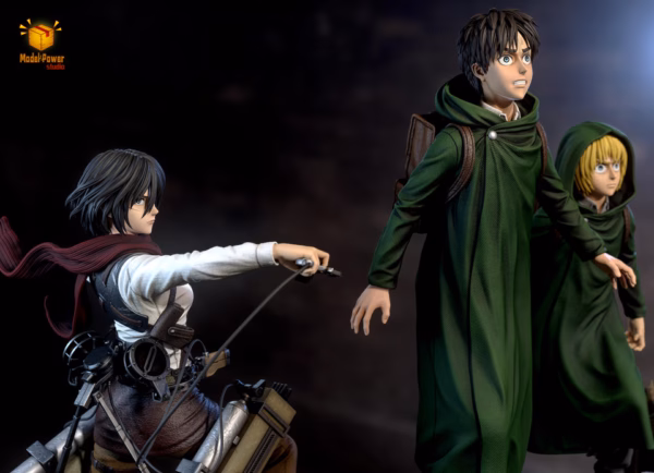Attack on Titan Model Power Studio Basement Group Eren x Armin x Mikasa Resin Statue 4