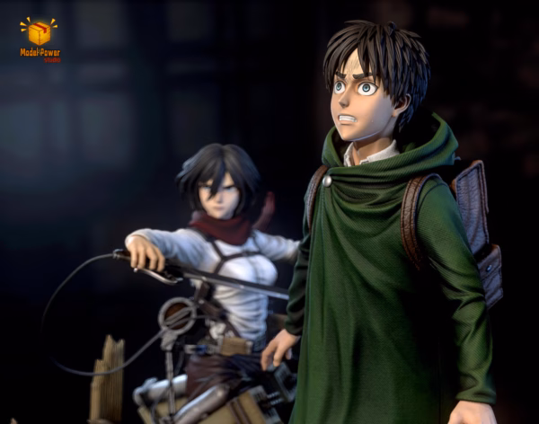 Attack on Titan Model Power Studio Basement Group Eren x Armin x Mikasa Resin Statue 5