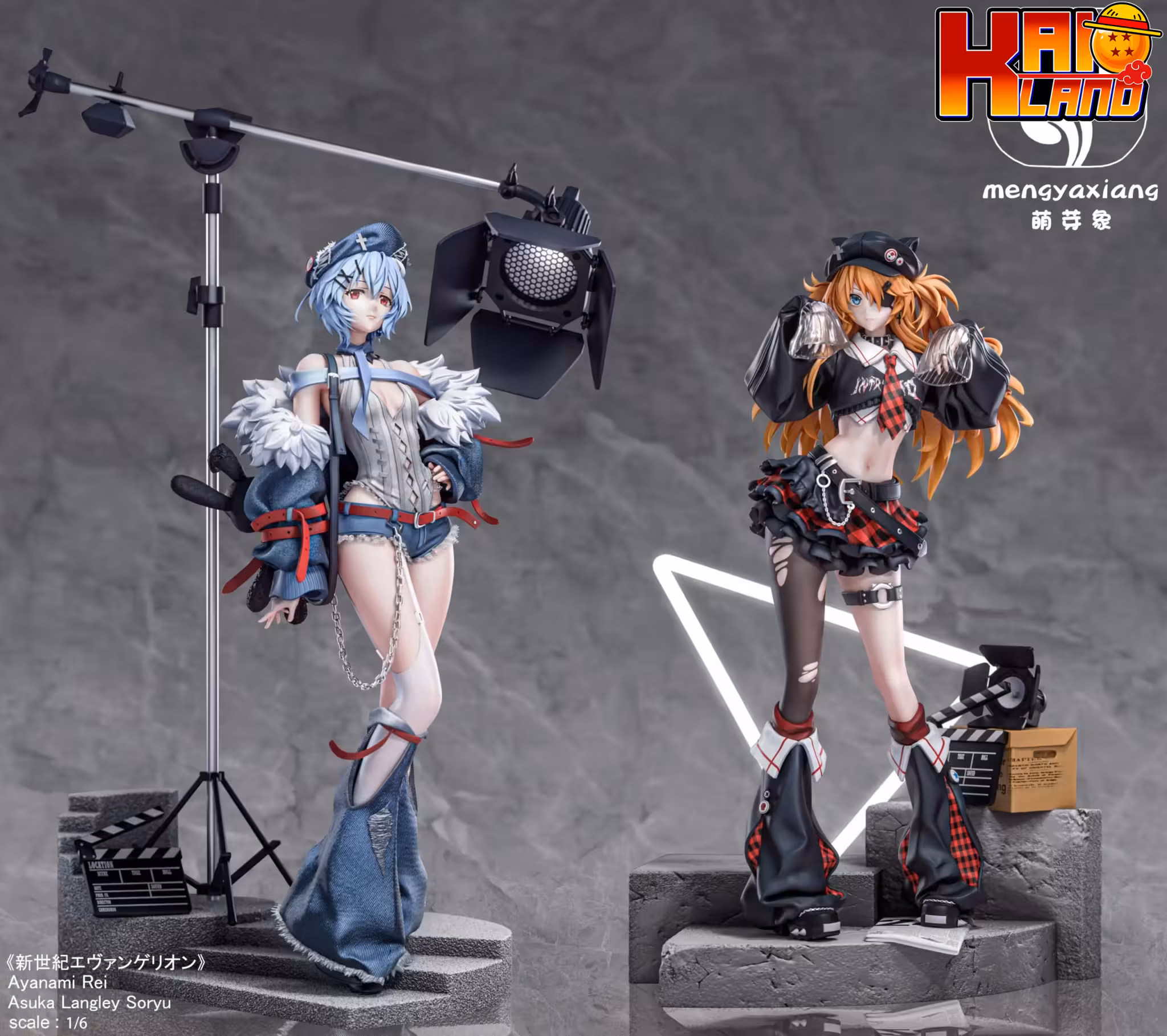 Neon Genesis Evangelion Meng Ya Xiang Studio Soryu Asuka Langley x Ayanami Rei Resin Statue