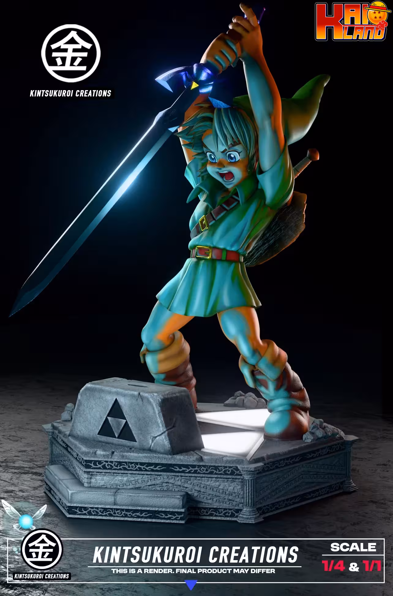 The Legend of Zelda Kintsuluroi Creations Studio Young Link Pulling Master Sword Resin Statue