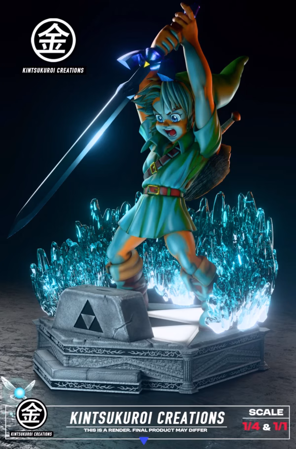 The Legend of Zelda Kintsuluroi Creations Studio Young Link Pulling Master Sword Resin Statue 2