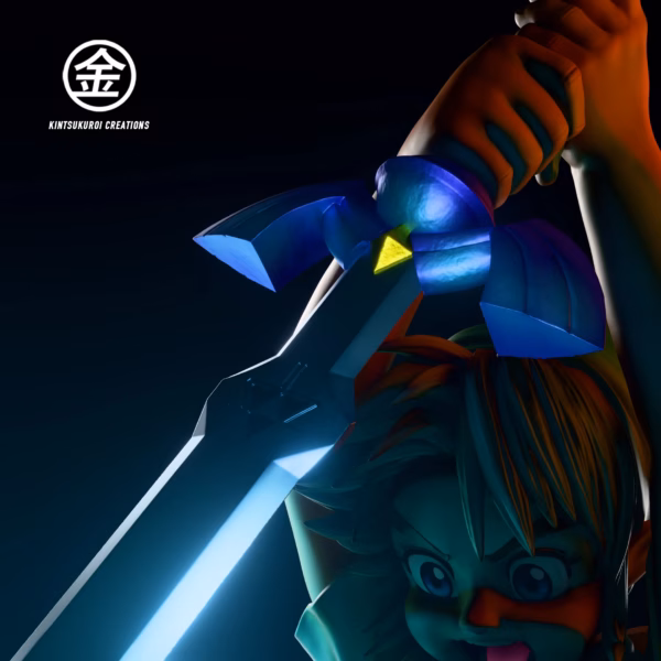 The Legend of Zelda Kintsuluroi Creations Studio Young Link Pulling Master Sword Resin Statue 8