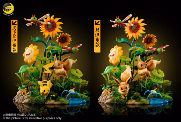 Pokemon Moon Shadow Studio Pikachu x Eevee Resin Statue 0
