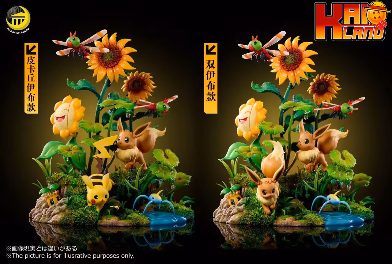 Pokemon Moon Shadow Studio Pikachu x Eevee Resin Statue