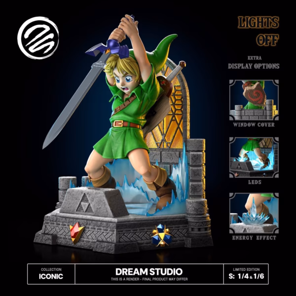 The Legend of Zelda Dream Studio Ocarina Of Time Link Pulling Master Sword Resin Statue 1