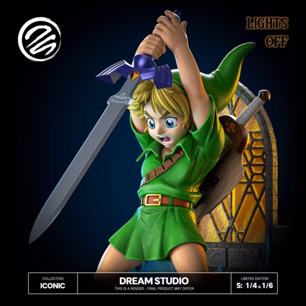 The Legend of Zelda Dream Studio Ocarina Of Time Link Pulling Master Sword Resin Statue 2