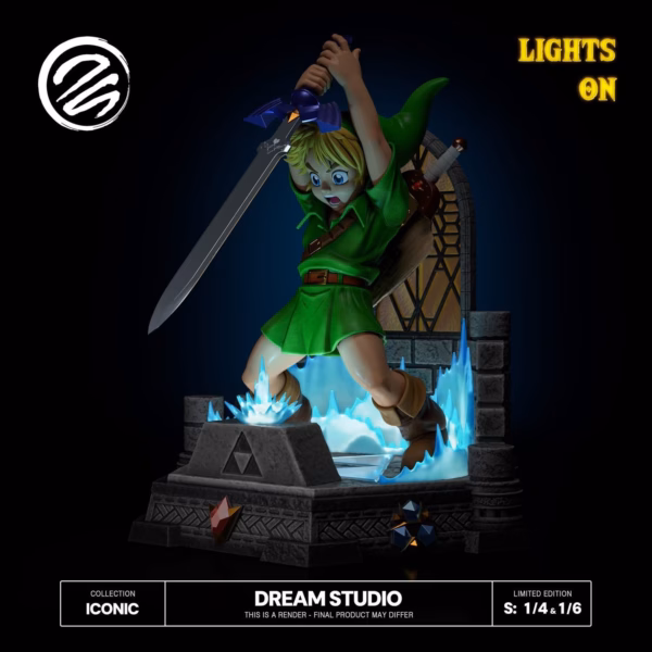 The Legend of Zelda Dream Studio Ocarina Of Time Link Pulling Master Sword Resin Statue 3