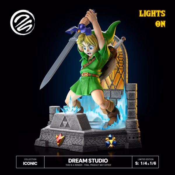 The Legend of Zelda Dream Studio Ocarina Of Time Link Pulling Master Sword Resin Statue 5