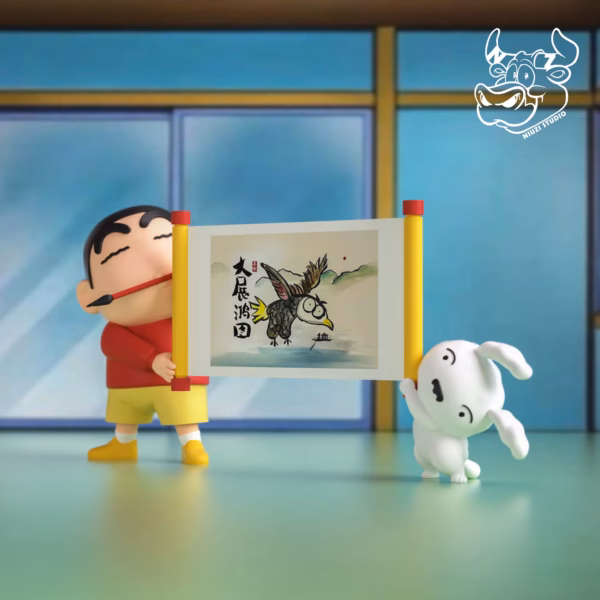 Crayon Shin Chan NIUZI Studio Great Ambition Calligraphy Shin Chan Resin Statue 4