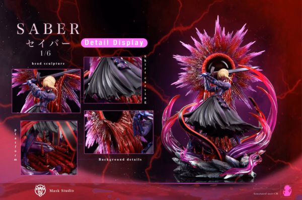 Fate Stay Night Mask Studio Black Saber Resin Statue 5