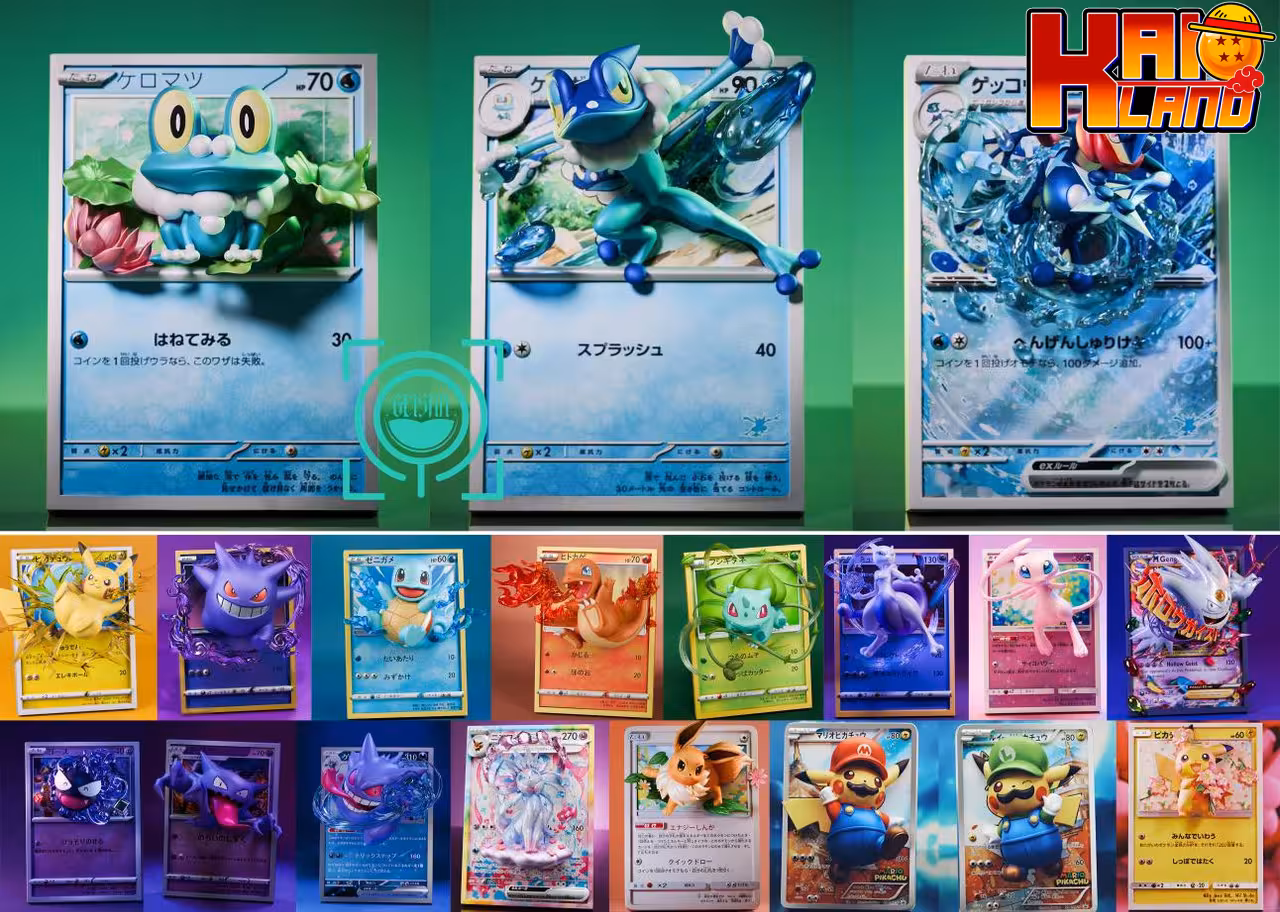 Pokemon GEISHA Studio Card Froakie x Frogadier x Greninja Ex Resin Statue