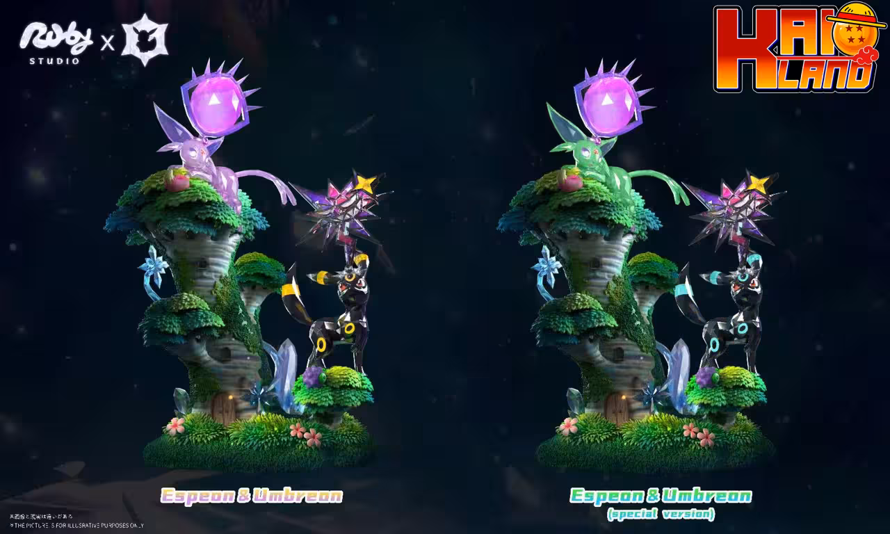 Pokemon Ruby Studio Espeon x Umbreon Resin Statue