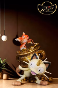 Pokemon Yuanbao Studio Meowth x Magikarp Resin Statue