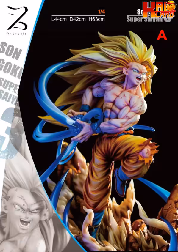 Dragon Ball ZY Studio X Poker Monster Studio Goku SSJ3 Kamehameha Resin Statue