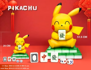 Pokemon EGG Studio Pikachu Playing Mahjong Resin Statue