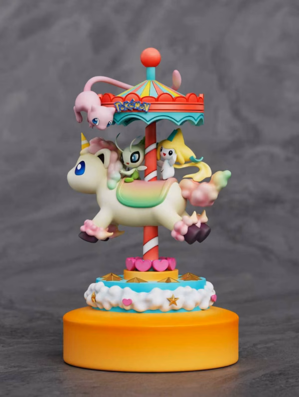 Pokemon Sun Studio Park Carousel Mew x Celebi x Jirachi Resin Statue 2