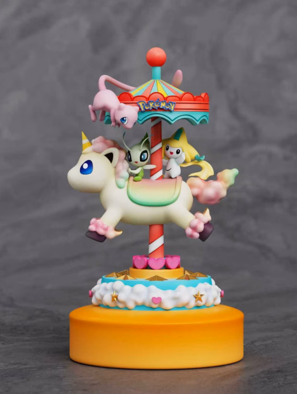 Pokemon Sun Studio Park Carousel Mew x Celebi x Jirachi Resin Statue 3