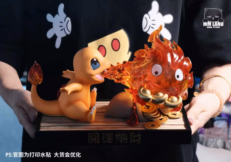 Pokémon X Howls Moving Castle MMLAND Studio Charmander x Calcifer Resin Statue
