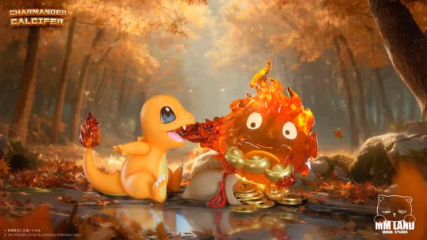 Pokemon X Howls Moving Castle MMLAND Studio Charmander x Calcifer Resin Statue 1