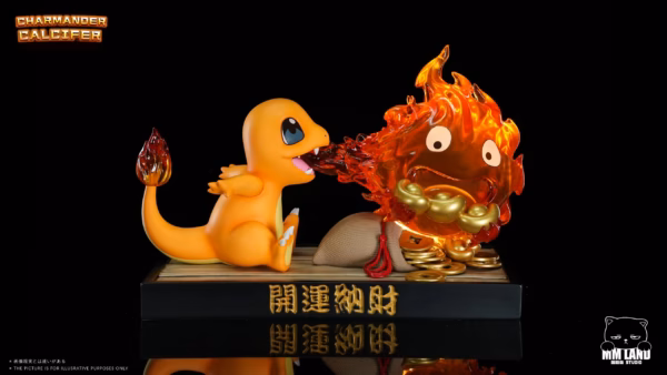 Pokemon X Howls Moving Castle MMLAND Studio Charmander x Calcifer Resin Statue 3