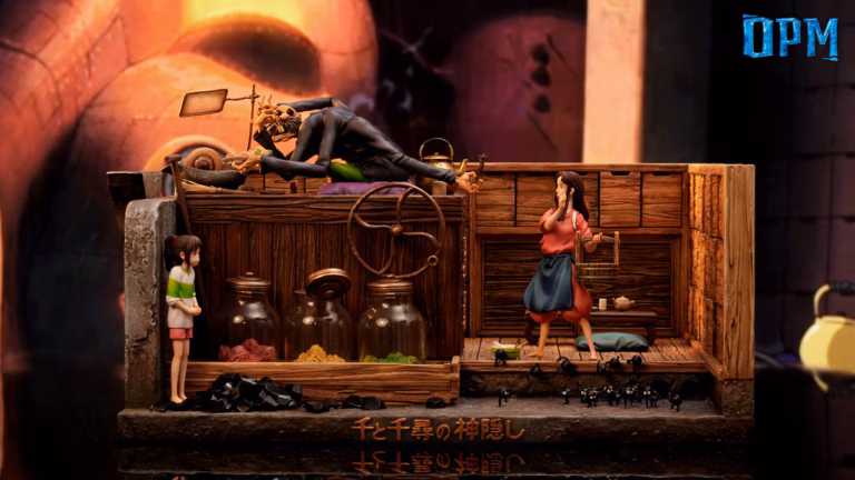 Spirited Away OPM Studio Chihiro x Kamaji x Lin Resin Statue