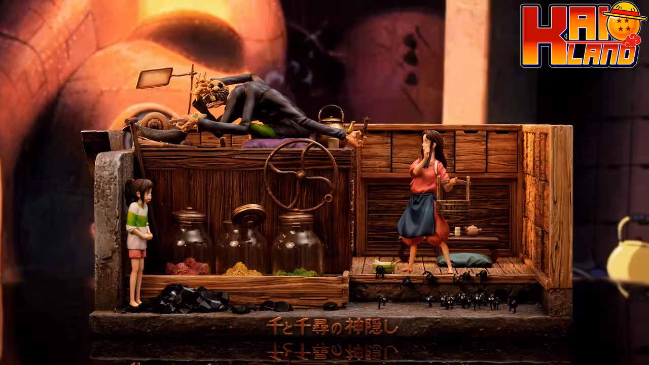 Spirited Away OPM Studio Chihiro x Kamaji x Lin Resin Statue