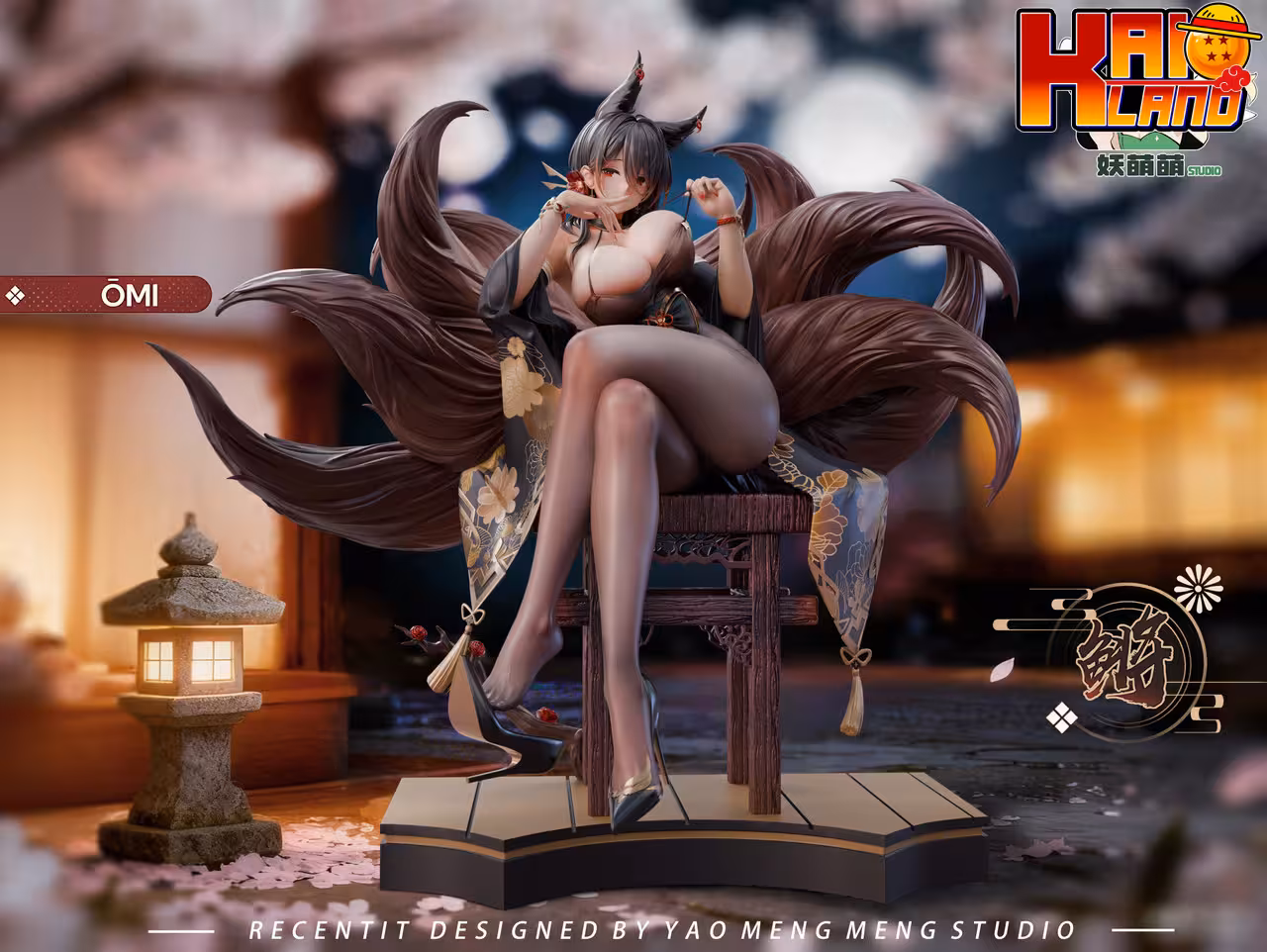 Yao Meng Meng Studio Nine Tailed Fox JinJiang Resin Statue