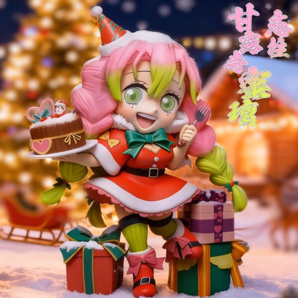 kimetsu No Yaiba PomPon Studio Christmas Iguro Obanai X Kanroji Mitsuri Resin Statue 2