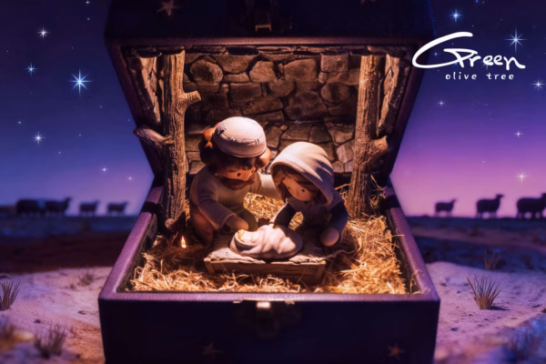 Christmas Story Green Olive Tree Studio Nativity Music box Resin Statue 2