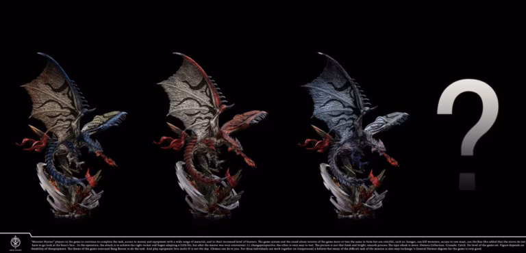 Monster Hunter Edge Studio Rathalos x Azure Rathalos x Silver Rathalos Resin Statue