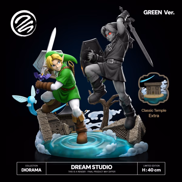 The Legend of Zelda Dream Studio Collectibles LINK OoT vs DARK LINK Diorama Resin Statue 2