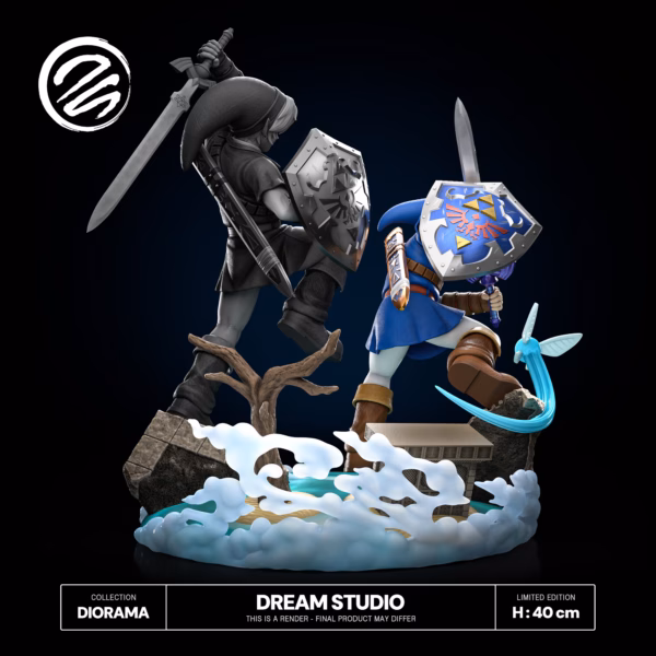 The Legend of Zelda Dream Studio Collectibles LINK OoT vs DARK LINK Diorama Resin Statue 3