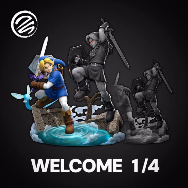 The Legend of Zelda Dream Studio Collectibles Link OoT vs Dark Link Diorama Resin Statue