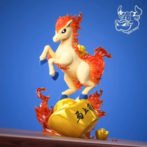 Pokemon Niuzi Studio Ponyta Resin Statue
