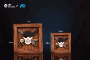 One Piece UNO Studio Logo Wooden Crate Straw Hat Pirates Resin Statue