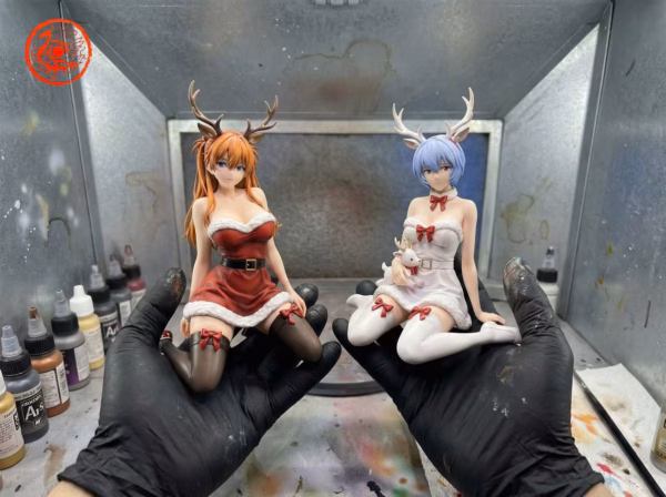 Neon Genesis Evangelion ZQ Studio Christmas Ayanami Rei x Asuka Resin Statue 2