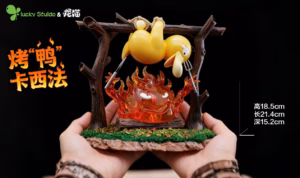 Pokemon x Howls Moving Castle Lucky Studio x LongMiao Studio Psyduck x Calcifer Resin Statue