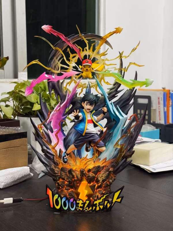 Pokemon White Noise Studio Ash Ketchum x Pikachu Thunderbolt Resin Statue 0