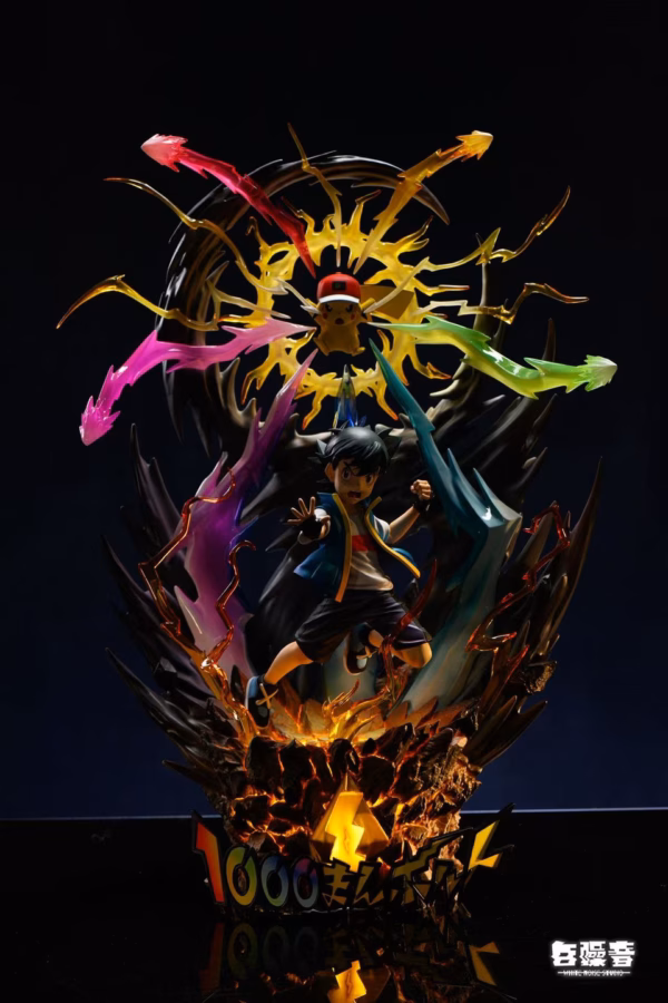 Pokemon White Noise Studio Ash Ketchum x Pikachu Thunderbolt Resin Statue 2