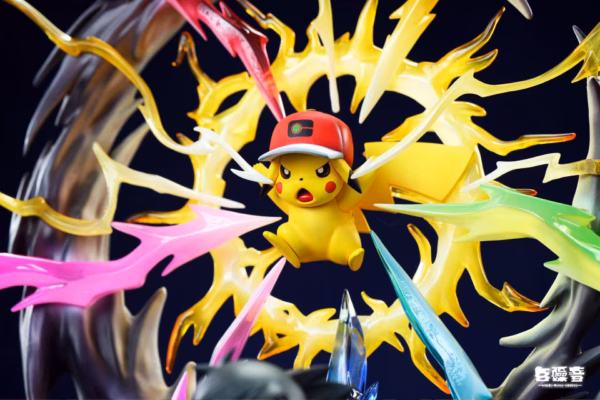 Pokemon White Noise Studio Ash Ketchum x Pikachu Thunderbolt Resin Statue 4