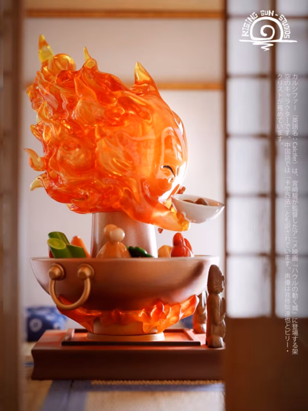 Howls Moving Rising Sun Studio Hot Pot Calcifer Resin Statue 4