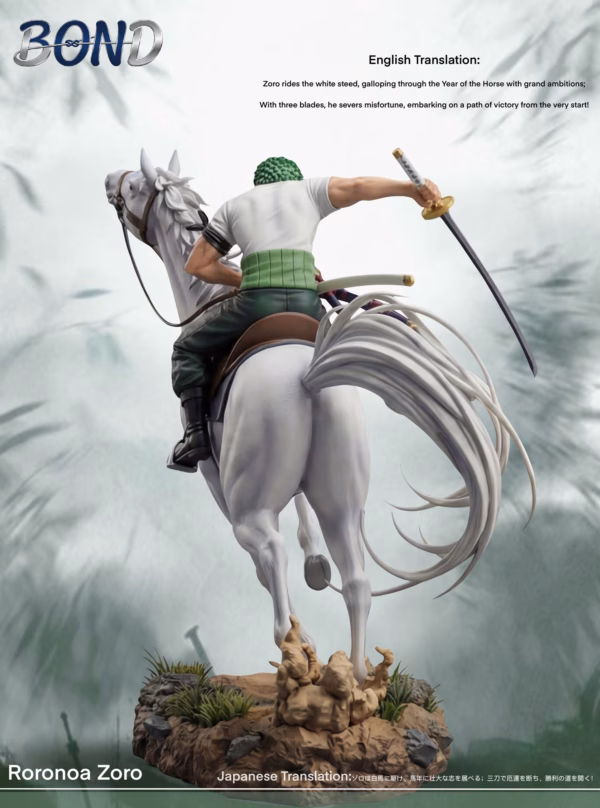 One Piece BOND Studio Zoro Riding White Horse Resin Statue 3