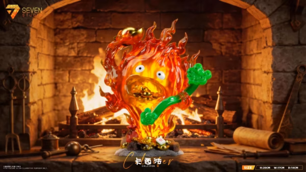 Howls Moving Castle Seven Studio Lucky Ruyi Calcifer Resin Statue 2