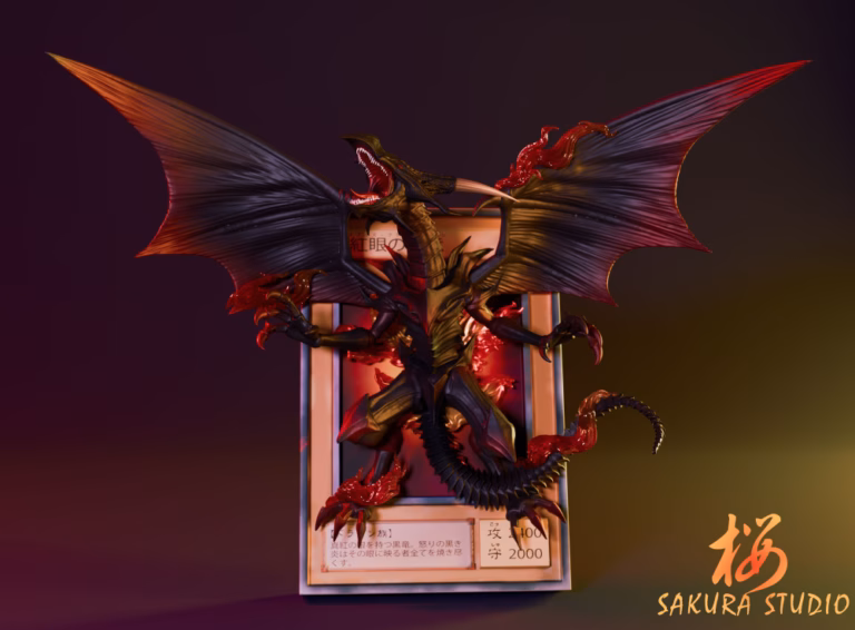 YuGiOh Sakura Studio Red Eyes Black Flare Dragon Resin Statue