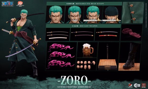 One Piece Jimei Palace Roronoa Zoro Platinum Silicone Action Figure Licensed 2