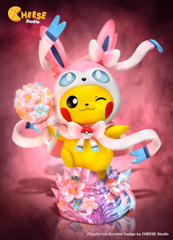 Pokemon CHEESE Studio Pikachu Cos Espeon x Sylveon Resin Statue 2