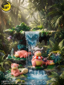 Pokemon Moon Shadow Studio Slowpoke Family Nature Scene Resin Statue