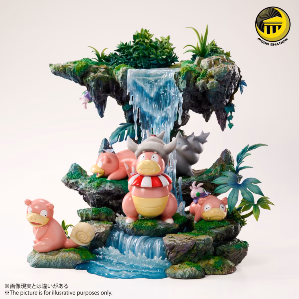 Pokemon Moon Shadow Studio Slowpoke Family Nature Scene Resin Statue 2